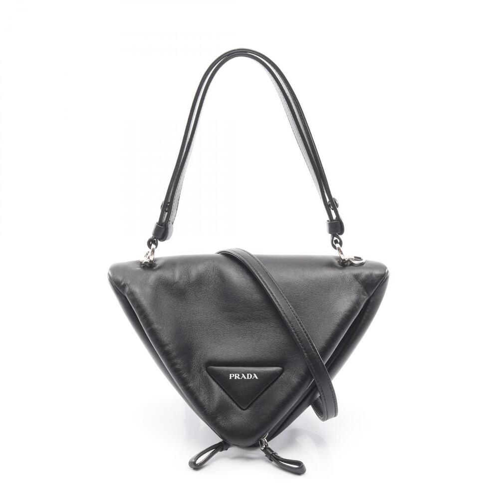Prada Triangle Handbag Leather Black